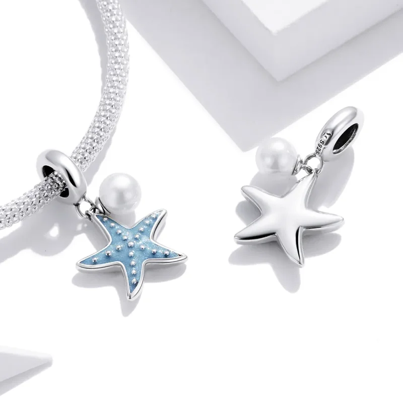 (imagine pentru) Pandora Style Argintiu Albastru Stea de Mare Pendant - SCC1807 - Vizualizare 4