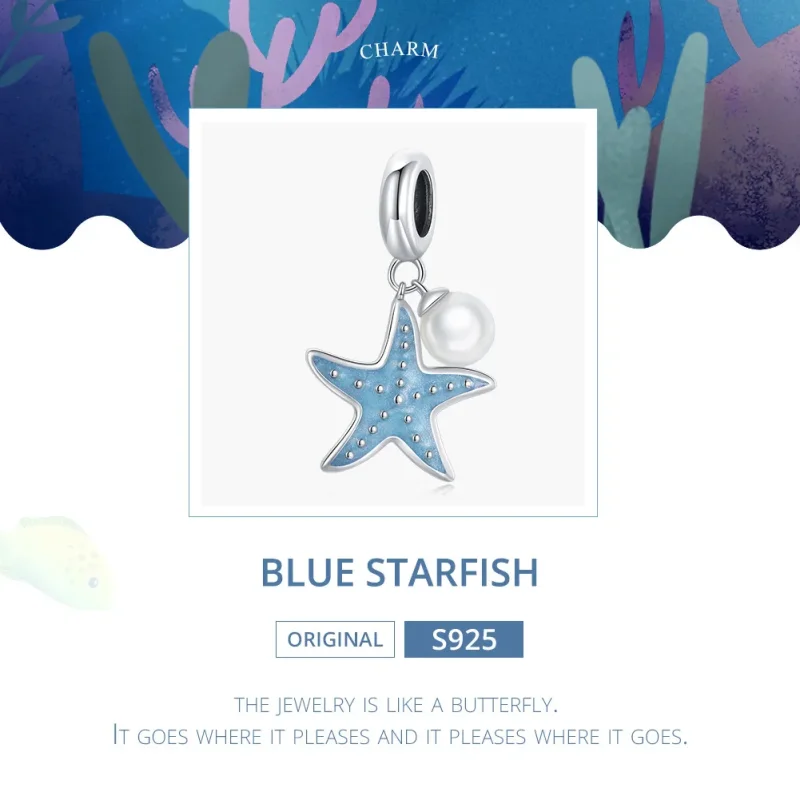 (imagine pentru) Pandora Style Argintiu Albastru Stea de Mare Pendant - SCC1807 - Vizualizare 6