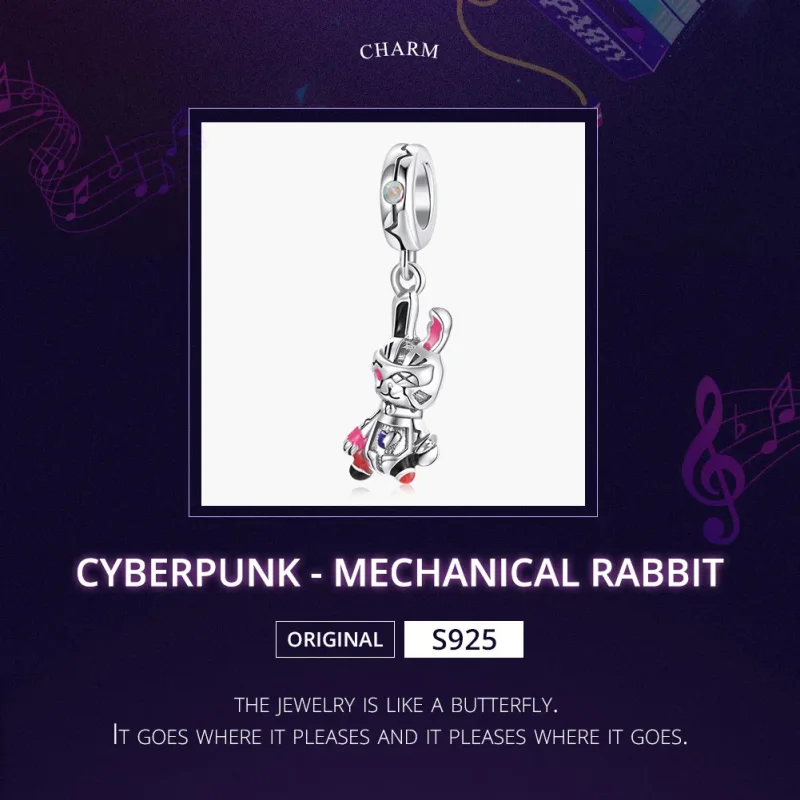 (imagine pentru) Pandora Style Silver Cyberpunk - Iepure Mecanic Pendantă - SCC1841 - Vizualizare 5