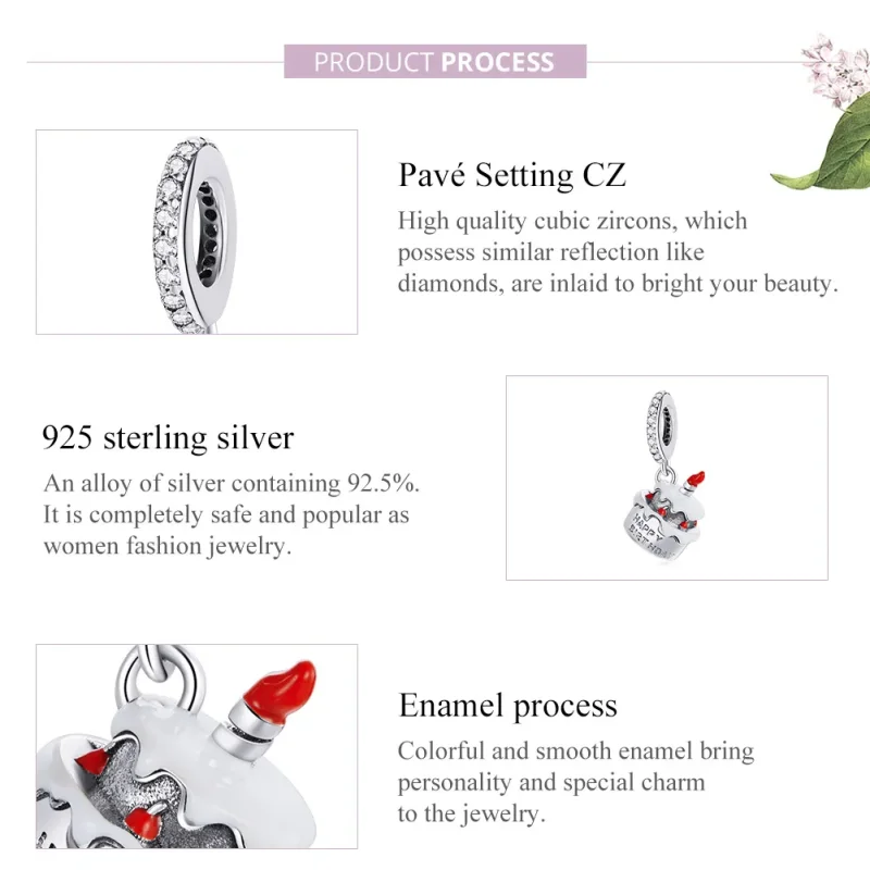 (imagine pentru) Pandora Style Pendant de Tortă de Aniversare din Argint - SCC1848 - Vizualizare 6