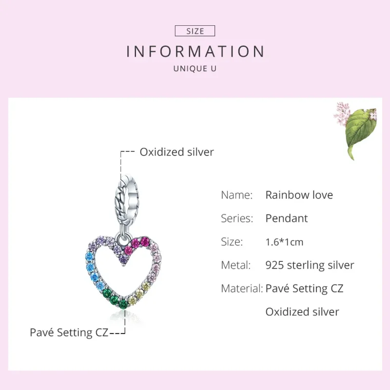 (imagine pentru) Pandora Style Silver Rainbow Love Dangle - SCC1851 - Vizualizare 5