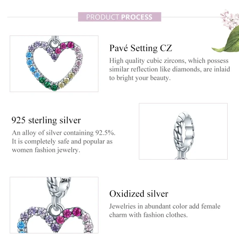 (imagine pentru) Pandora Style Silver Rainbow Love Dangle - SCC1851 - Vizualizare 6