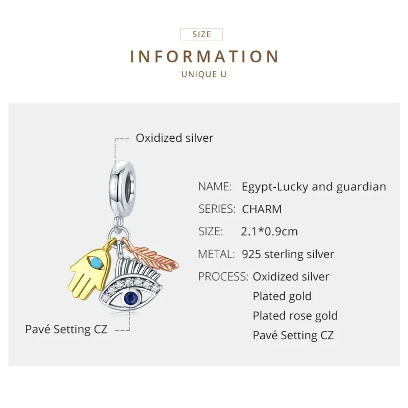 (imagine pentru) Pandora Style Egipt - Lucky Guardian Dangle - SCC1860 - Vizualizare 6