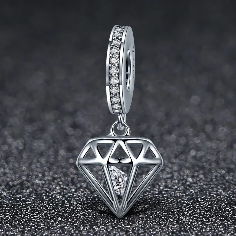 (imagine pentru) Pandora Style Silver Diamond Dangle - SCC186 - Vizualizare 3