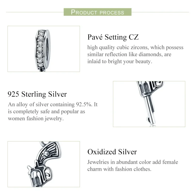 (imagine pentru) Pandora Style Silver Revolver Dangle - SCC508 - Vizualizare 6
