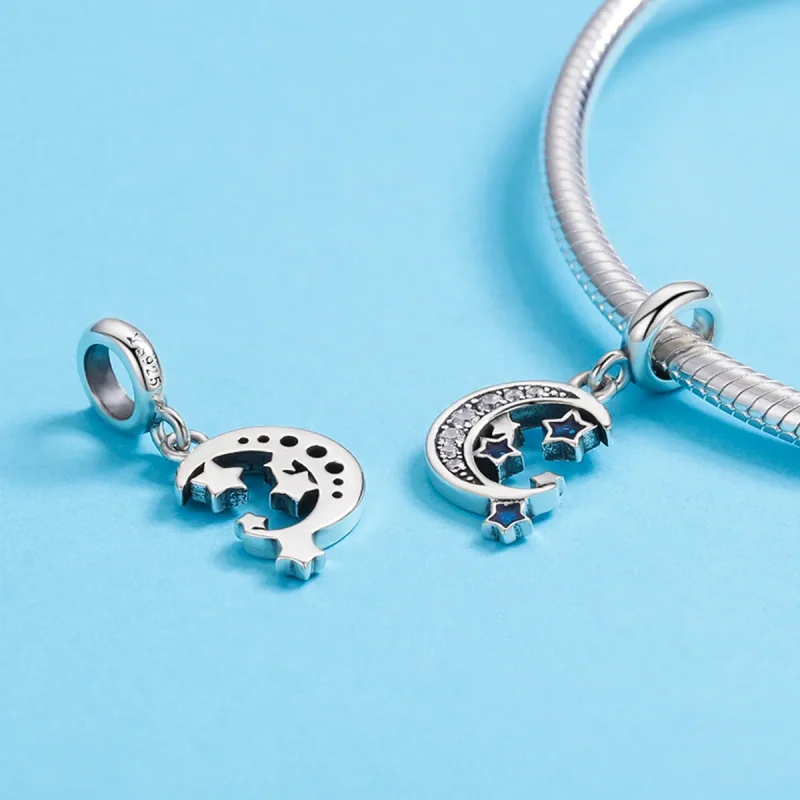 (imagine pentru) Pandora Style Stele Argintii Strălucitoare Atârnătoare - SCC639 - Vizualizare 3