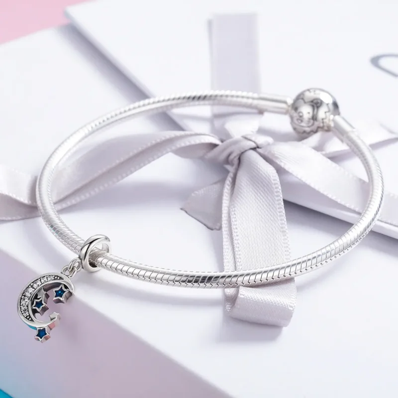 (imagine pentru) Pandora Style Stele Argintii Strălucitoare Atârnătoare - SCC639 - Vizualizare 4
