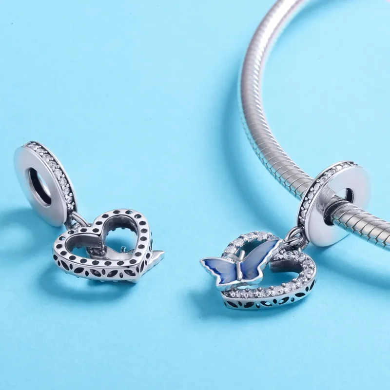 (imagine pentru) Pandora Style Argint Fluture Vis Pendantă - SCC818 - Vizualizare 3