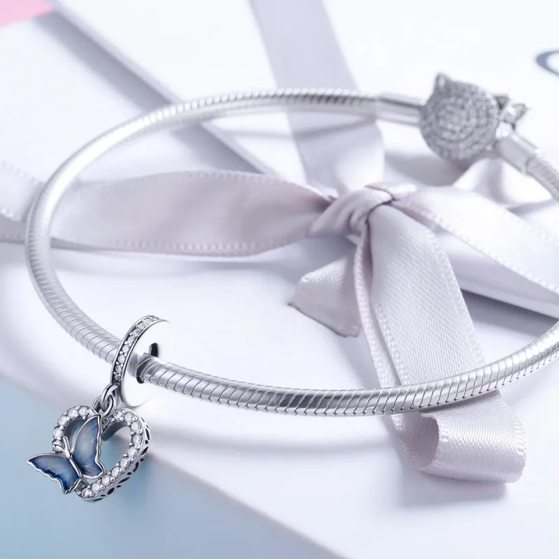 (imagine pentru) Pandora Style Argint Fluture Vis Pendantă - SCC818 - Vizualizare 4