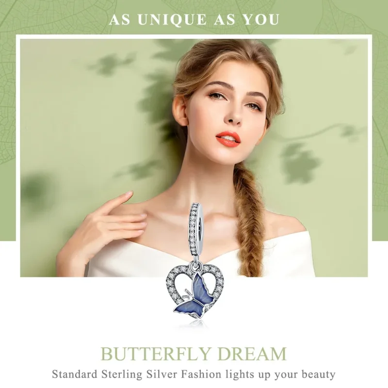 (imagine pentru) Pandora Style Argint Fluture Vis Pendantă - SCC818 - Vizualizare 6