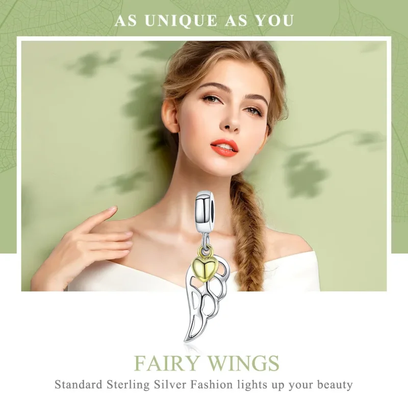 (imagine pentru) Pandora Style Două Nuanțe Aripă de Zână Pendandiv - SCC838 - Vizualizare 6