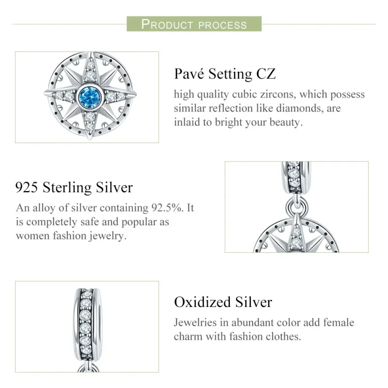 (imagine pentru) Pandora Style Silver Polaris Pendantă - SCC847 - Vizualizare 7