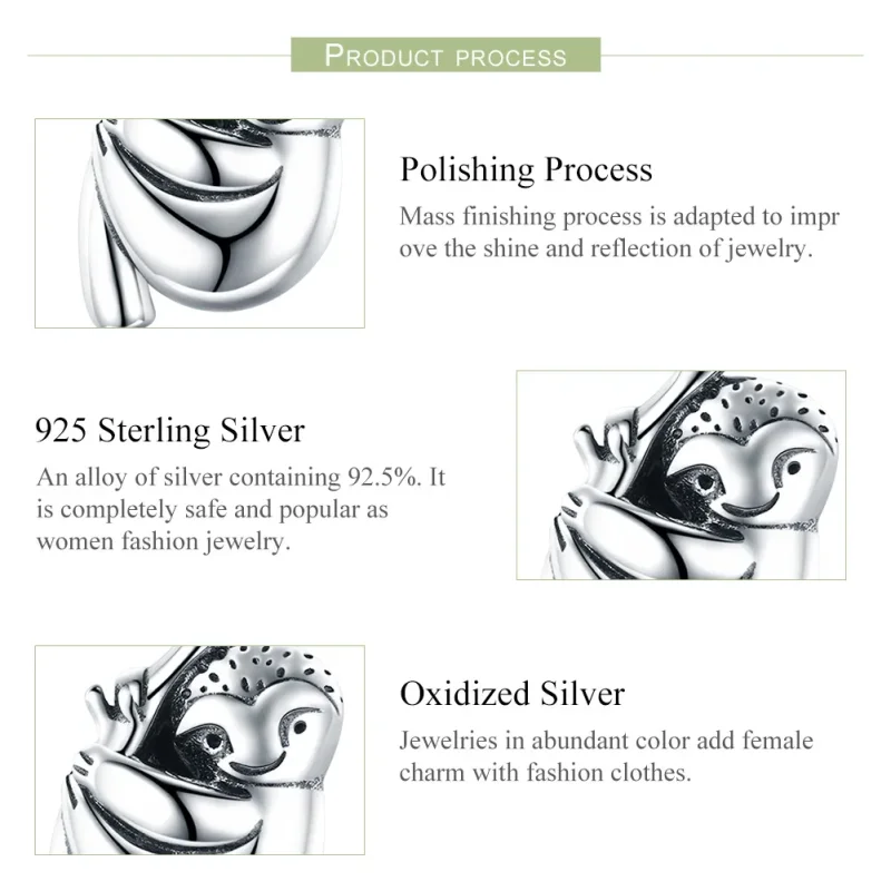 (imagine pentru) Pandora Style Silver Cute Sloth Dangle - SCC866 - Vizualizare 7