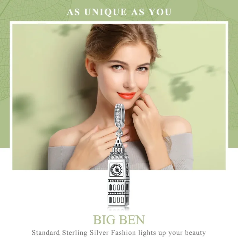 (imagine pentru) Pandora Stil Argint Marea Britanie Big Ben Agățat - SCC868 - Vizualizare 6