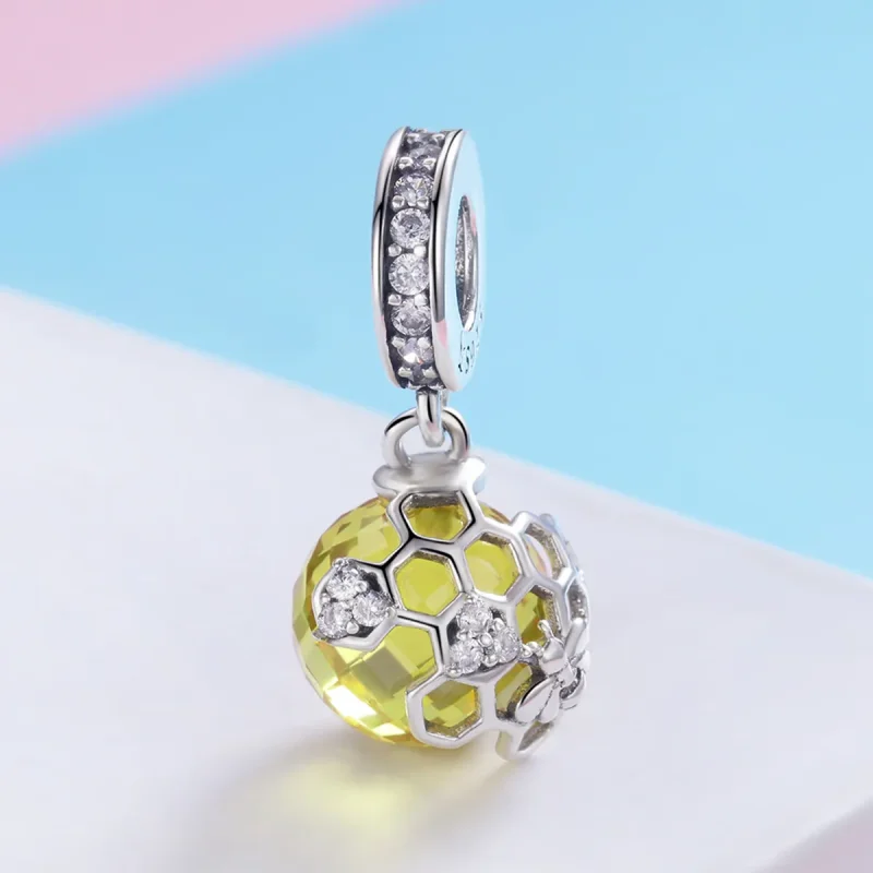 (imagine pentru) Pandora Style Pendant cu Inimă de Miere Argintie - SCC879 - Vizualizare 2