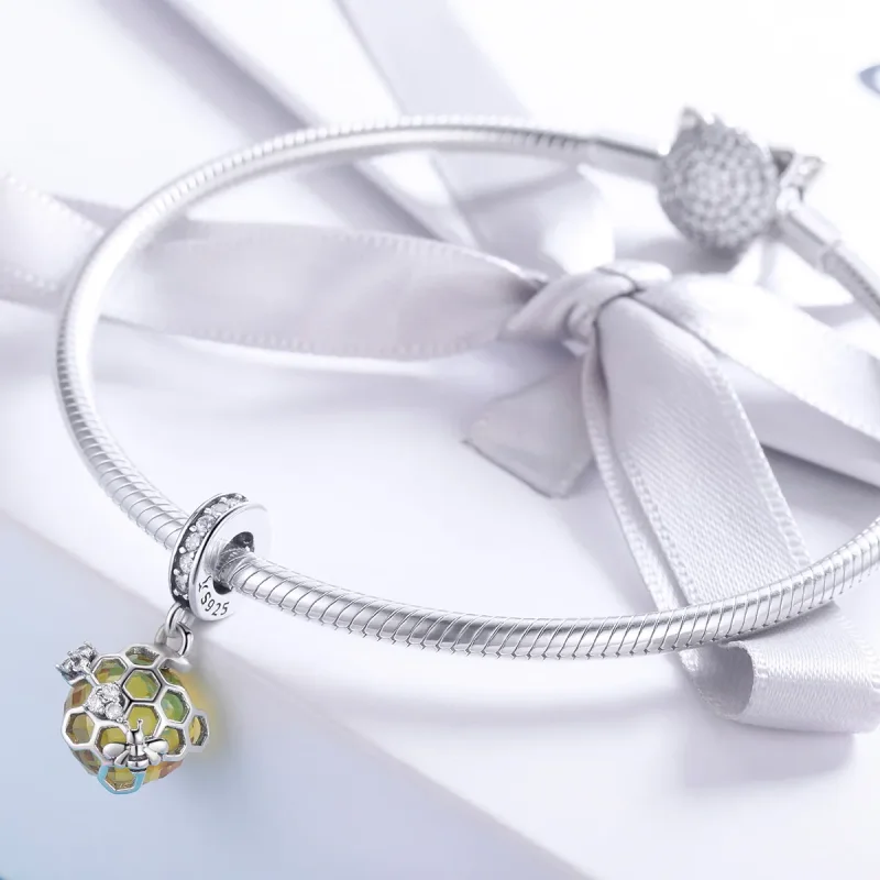(imagine pentru) Pandora Style Pendant cu Inimă de Miere Argintie - SCC879 - Vizualizare 3