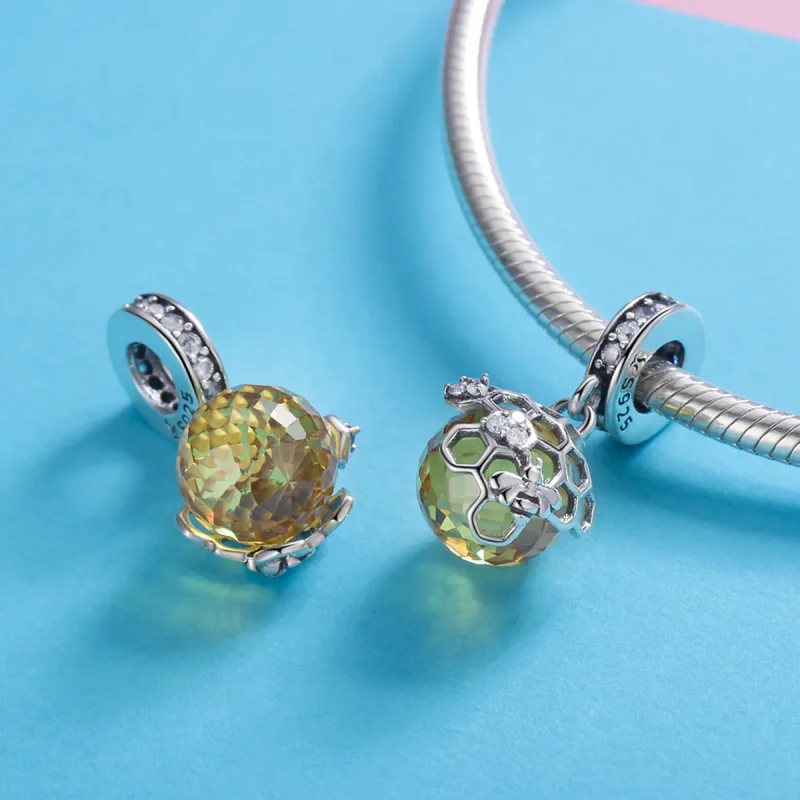 (imagine pentru) Pandora Style Pendant cu Inimă de Miere Argintie - SCC879 - Vizualizare 4