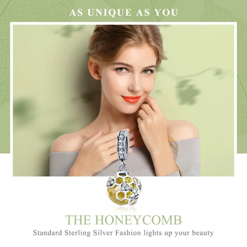 (imagine pentru) Pandora Style Pendant cu Inimă de Miere Argintie - SCC879 - Vizualizare 6