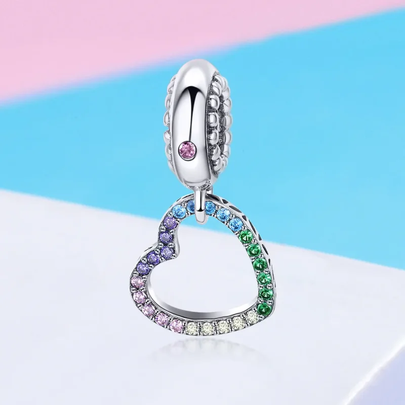 (imagine pentru) Pandora Style Inimă Argintiu Colorată Pendant - SCC896 - Vizualizare 2