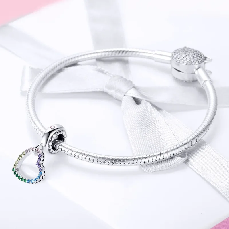 (imagine pentru) Pandora Style Inimă Argintiu Colorată Pendant - SCC896 - Vizualizare 3