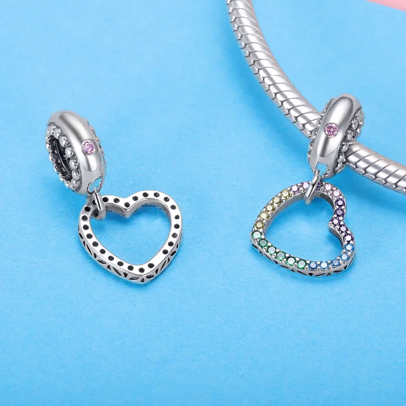 (imagine pentru) Pandora Style Inimă Argintiu Colorată Pendant - SCC896 - Vizualizare 4