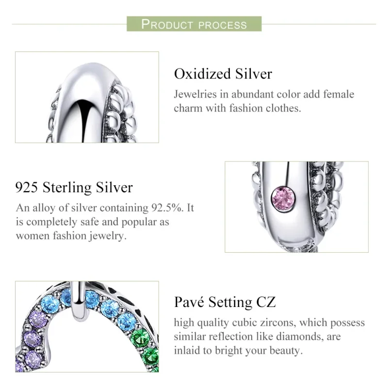 (imagine pentru) Pandora Style Inimă Argintiu Colorată Pendant - SCC896 - Vizualizare 7