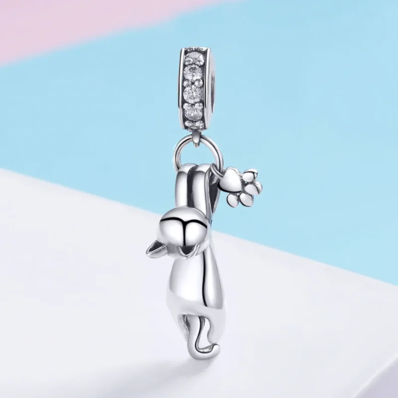 (imagine pentru) Pandora Style Pisică Lipicioasă Pandantiv de Argint - SCC930 - Vizualizare 2