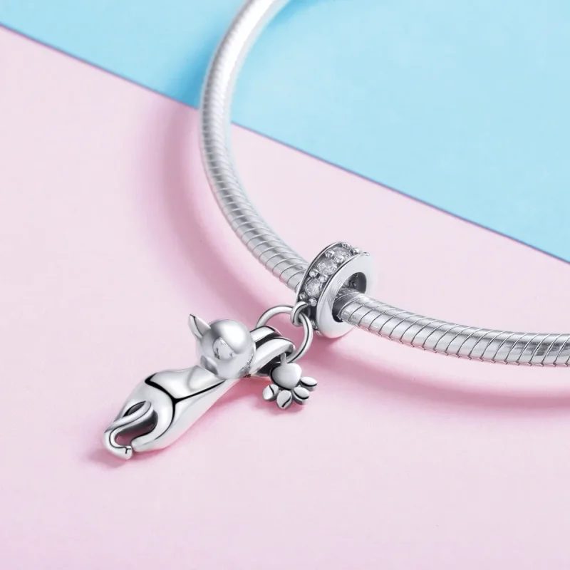 (imagine pentru) Pandora Style Pisică Lipicioasă Pandantiv de Argint - SCC930 - Vizualizare 4