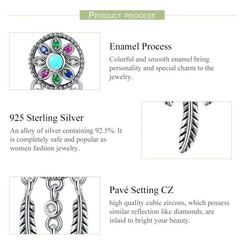 (imagine pentru) Pandora Style Prindere de Vis Argintie cu Pendant - SCC961 - Vizualizare 7