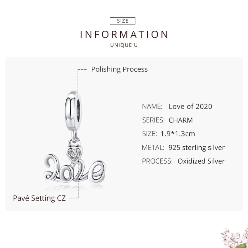 (imagine pentru) Talisman pandantiv Tip Pandora cu Aniversare 2020 din argint - SCC1354 - Vizualizare 7