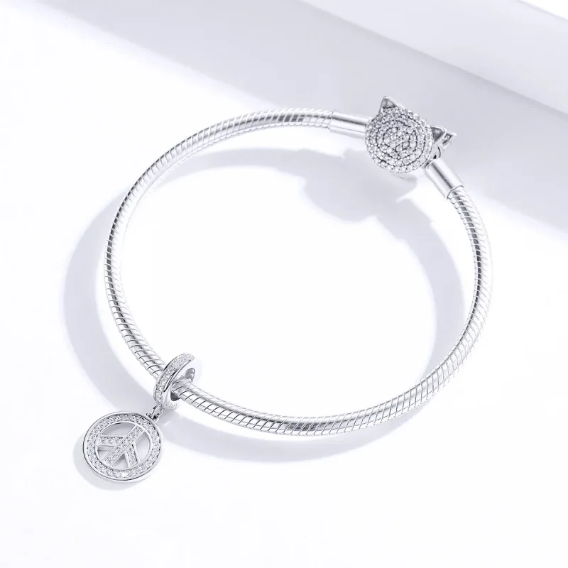 (imagine pentru) Talisman pandantiv Tip Pandora cu Anti-Război din argint - SCC1367 - Vizualizare 2