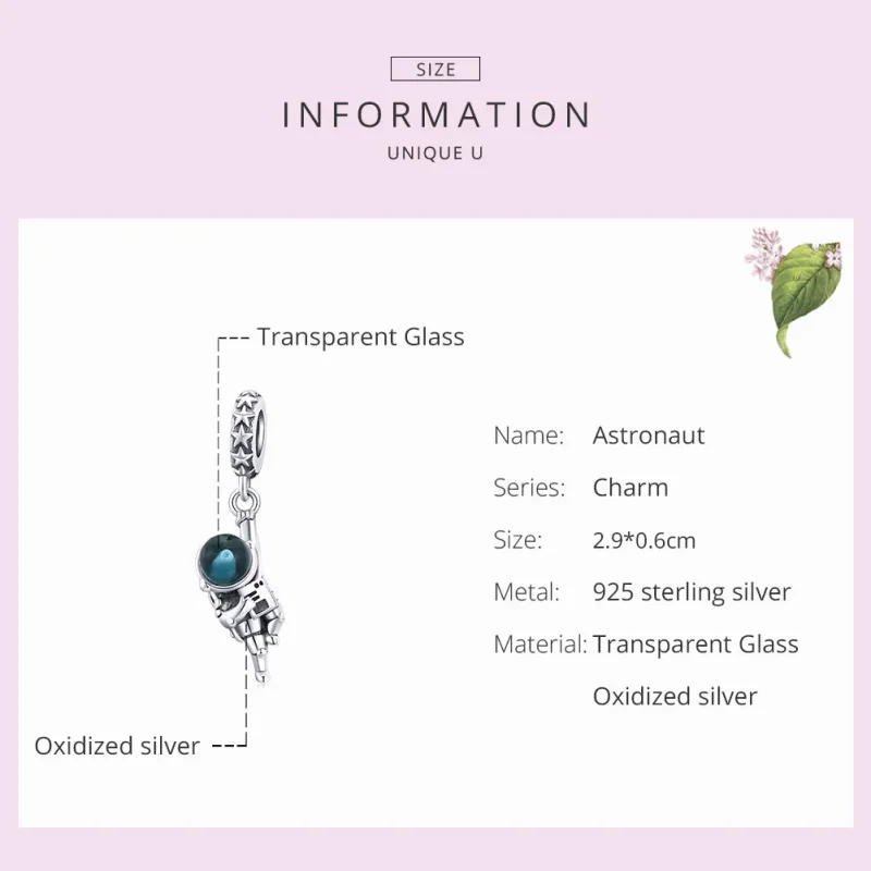 (imagine pentru) Talisman pandantiv Tip Pandora cu Astronaut din argint - BSC202 - Vizualizare 7