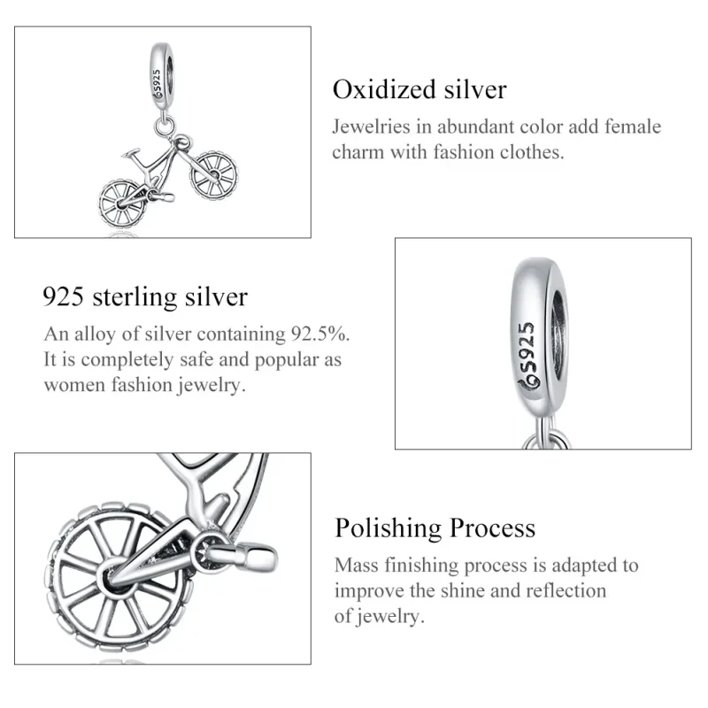 (imagine pentru) Talisman pandantiv Tip Pandora cu Bicicleta de munte din argint - BSC384 - Vizualizare 7