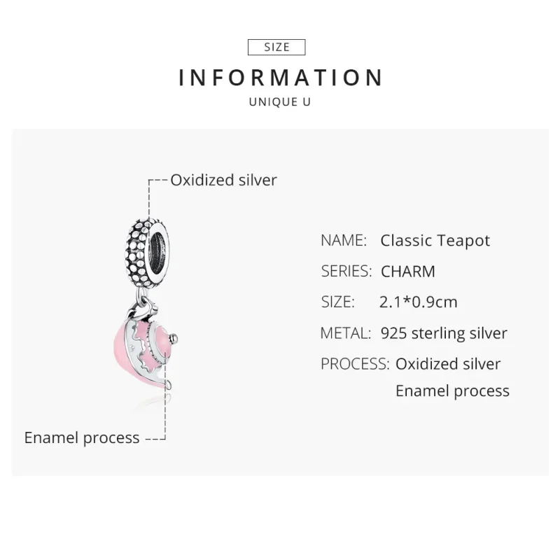 (imagine pentru) Talisman pandantiv Tip Pandora cu Ceainic clasic din argint - SCC1492 - Vizualizare 8