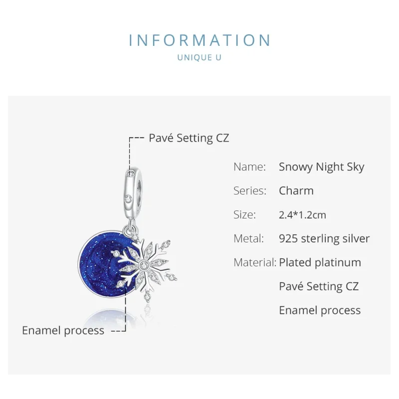 (imagine pentru) Talisman pandantiv Tip Pandora cu Cerul nopții nins din argint - BSC367 - Vizualizare 6