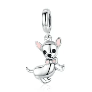 (imagine pentru) Talisman pandantiv Tip Pandora cu Chihuahua din argint - SCC1317
