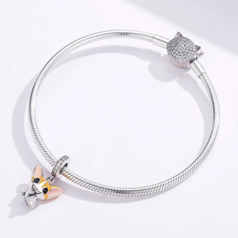 (imagine pentru) Talisman pandantiv Tip Pandora cu Corgi din argint - BSC078 - Vizualizare 3