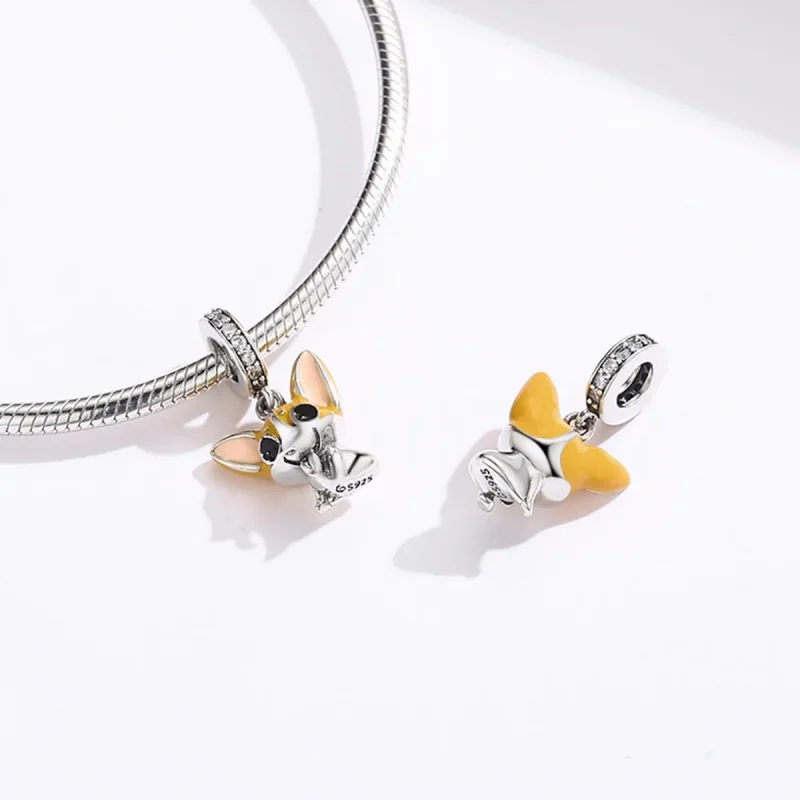 (imagine pentru) Talisman pandantiv Tip Pandora cu Corgi din argint - BSC078 - Vizualizare 4