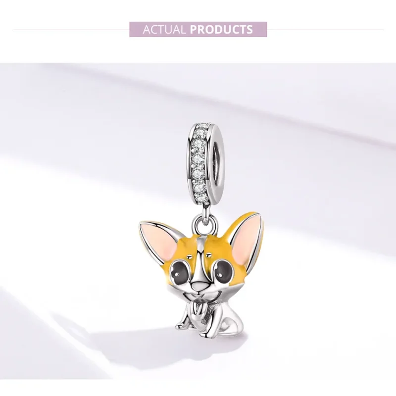 (imagine pentru) Talisman pandantiv Tip Pandora cu Corgi din argint - BSC078 - Vizualizare 7