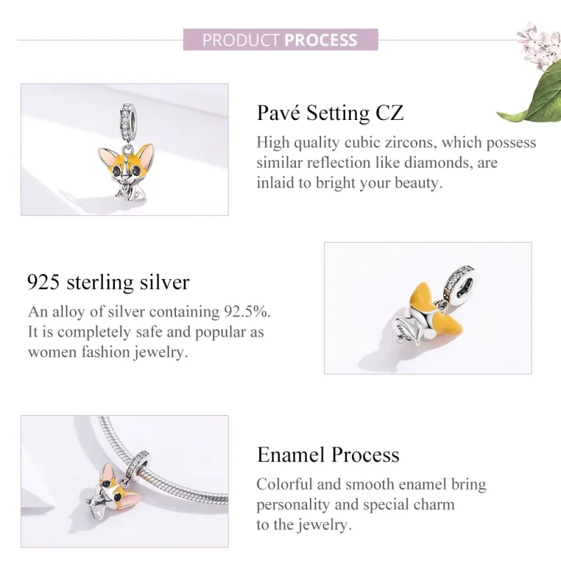 (imagine pentru) Talisman pandantiv Tip Pandora cu Corgi din argint - BSC078 - Vizualizare 8