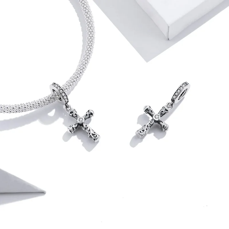 (imagine pentru) Talisman pandantiv Tip Pandora cu Cruce vintage din argint - BSC313 - Vizualizare 4