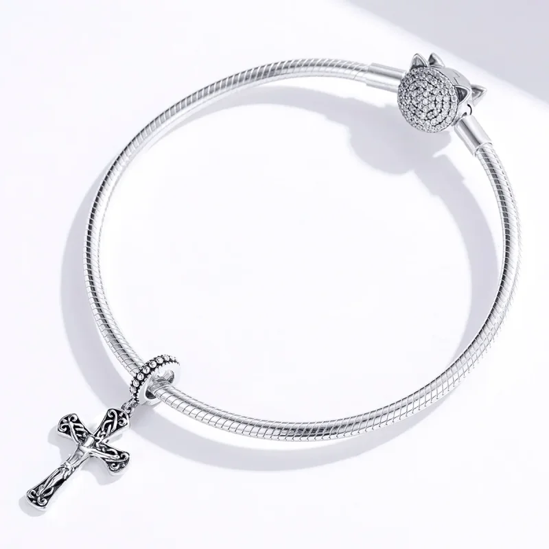 (imagine pentru) Talisman pandantiv Tip Pandora cu Crucea lui Isus din argint - SCC1407 - Vizualizare 3
