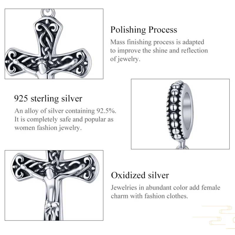 (imagine pentru) Talisman pandantiv Tip Pandora cu Crucea lui Isus din argint - SCC1407 - Vizualizare 6