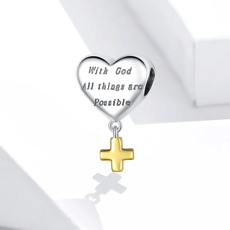 (imagine pentru) Talisman pandantiv Tip Pandora cu Cu Dumnezeu toate lucrurile sunt posibile în d - Vizualizare 2