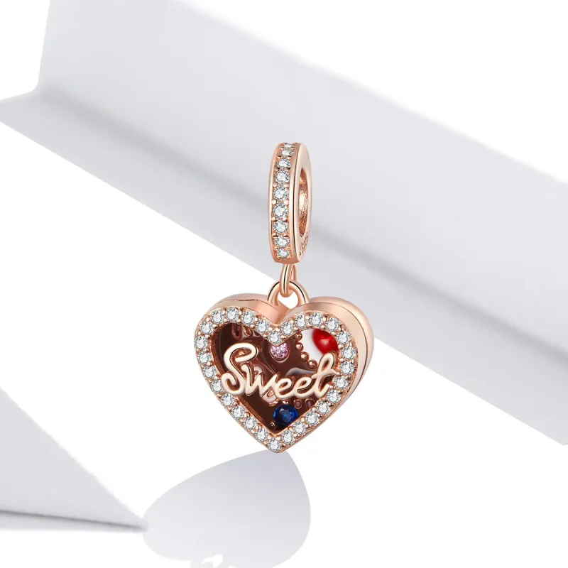 (imagine pentru) Talisman pandantiv Tip Pandora cu Cutie cadou ciocolată din aur rose - SCC1670 - Vizualizare 2