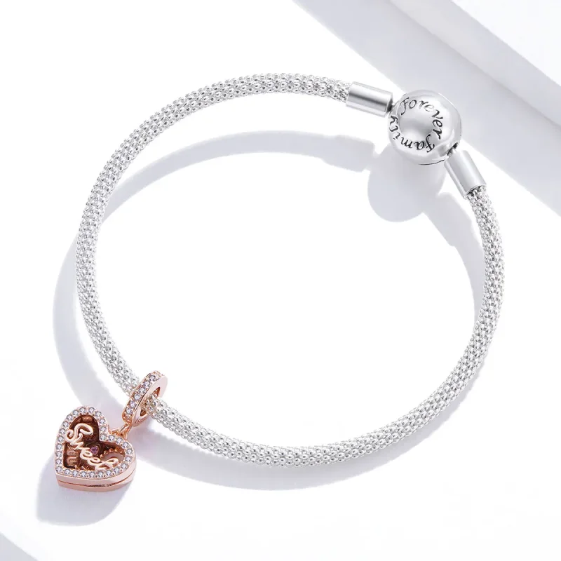 (imagine pentru) Talisman pandantiv Tip Pandora cu Cutie cadou ciocolată din aur rose - SCC1670 - Vizualizare 3