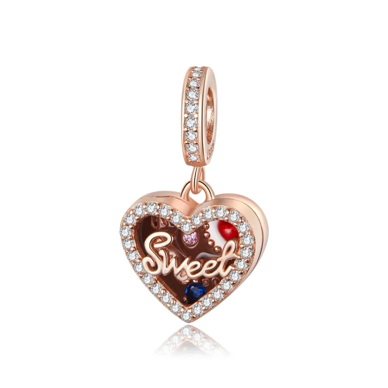 (imagine pentru) Talisman pandantiv Tip Pandora cu Cutie cadou ciocolată din aur rose - SCC1670 - Vizualizare 5