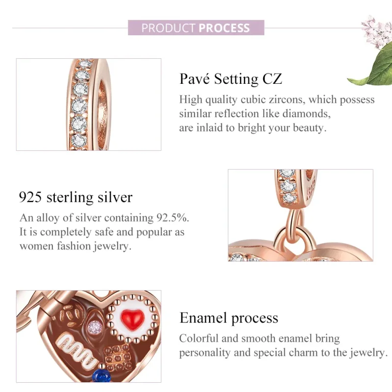 (imagine pentru) Talisman pandantiv Tip Pandora cu Cutie cadou ciocolată din aur rose - SCC1670 - Vizualizare 8