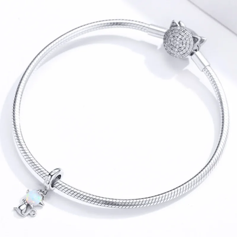 (imagine pentru) Talisman pandantiv Tip Pandora cu Dragă Kitty din argint - BSC235 - Vizualizare 3