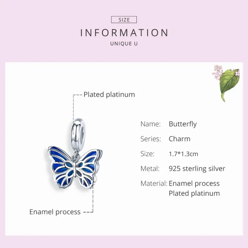 (imagine pentru) Talisman pandantiv Tip Pandora cu Fluture din argint - BSC149 - Vizualizare 7